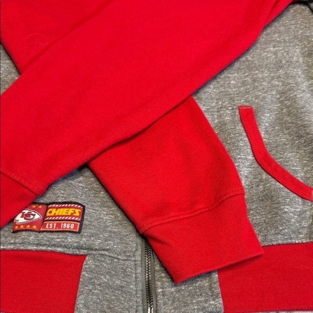 Kansas City Chiefs Hoodie–NFL Team Sweatshirt, Full Zip Fleece Hood Appliqué‎ - Picture 6 of 6